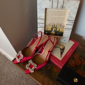 a new day Red Slingback Heels with Embellished Buckle